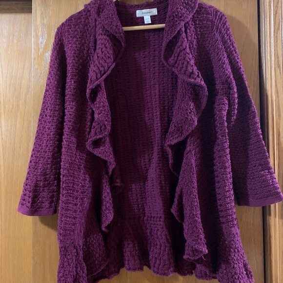 Cranberry Ruffled Cardigan - Picture 3 of 5